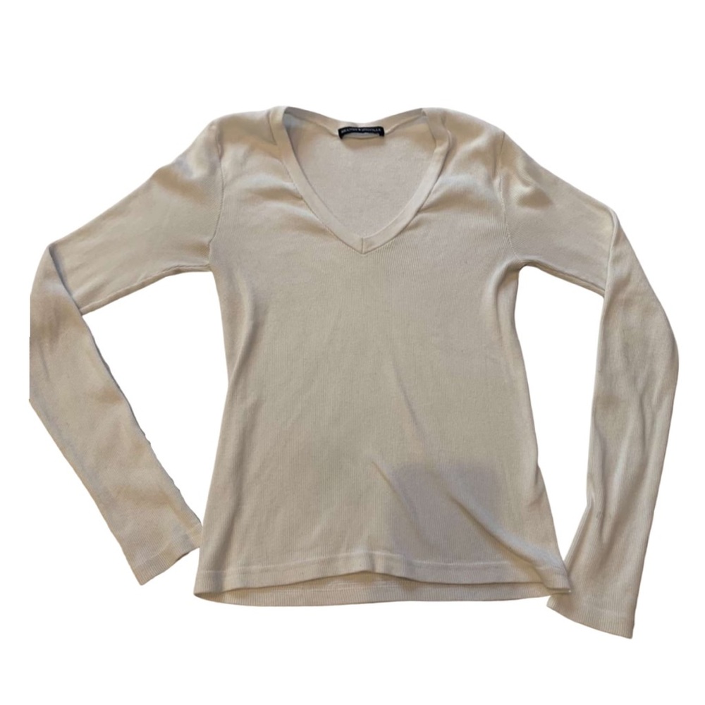 Brandy Melville Leah V Neck Ribbed T-Shirt